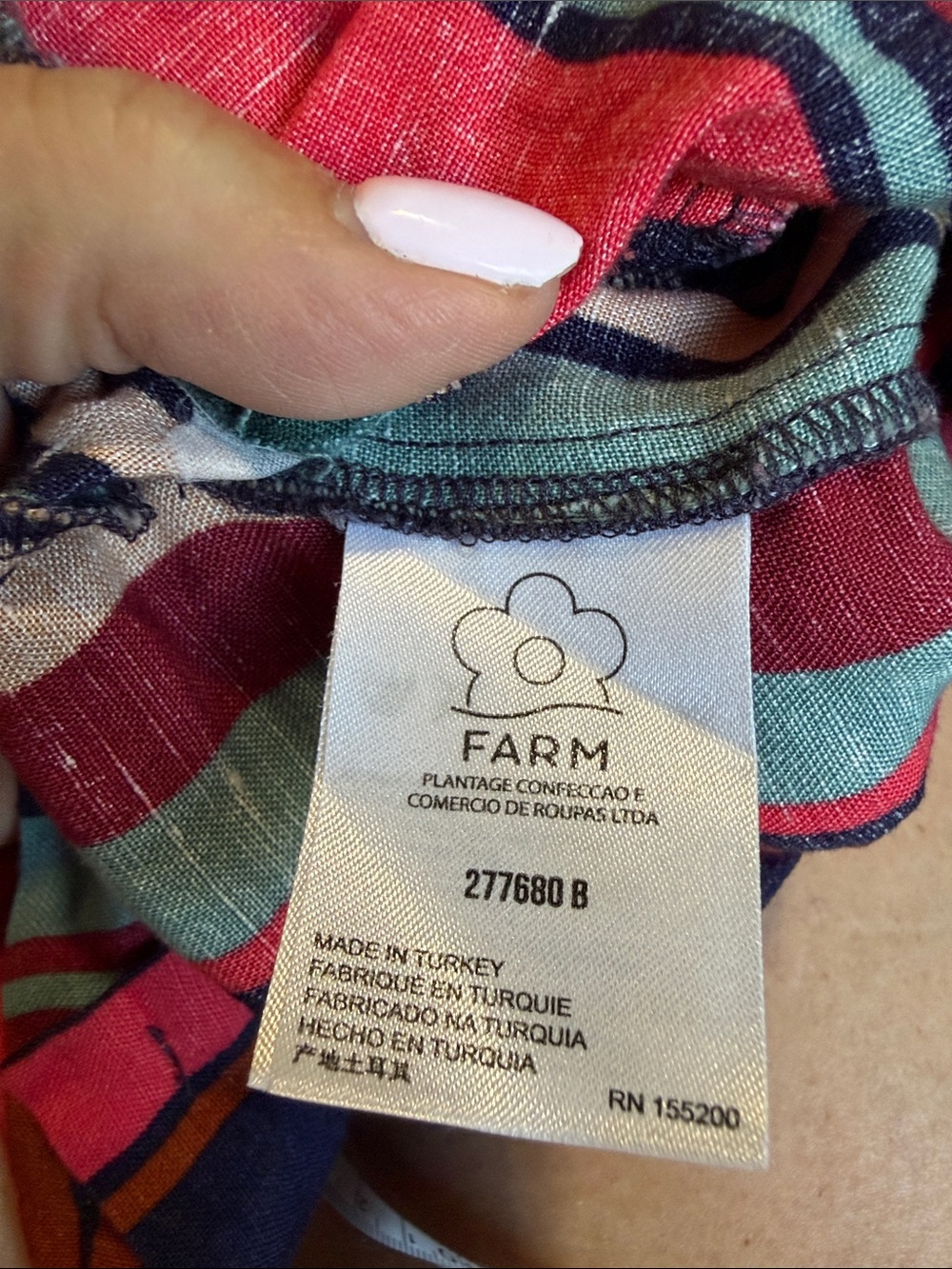 Anthropologie FARM Multicolor Striped Pants — Navy, Red, Orange, Green - Picture 3 of 6